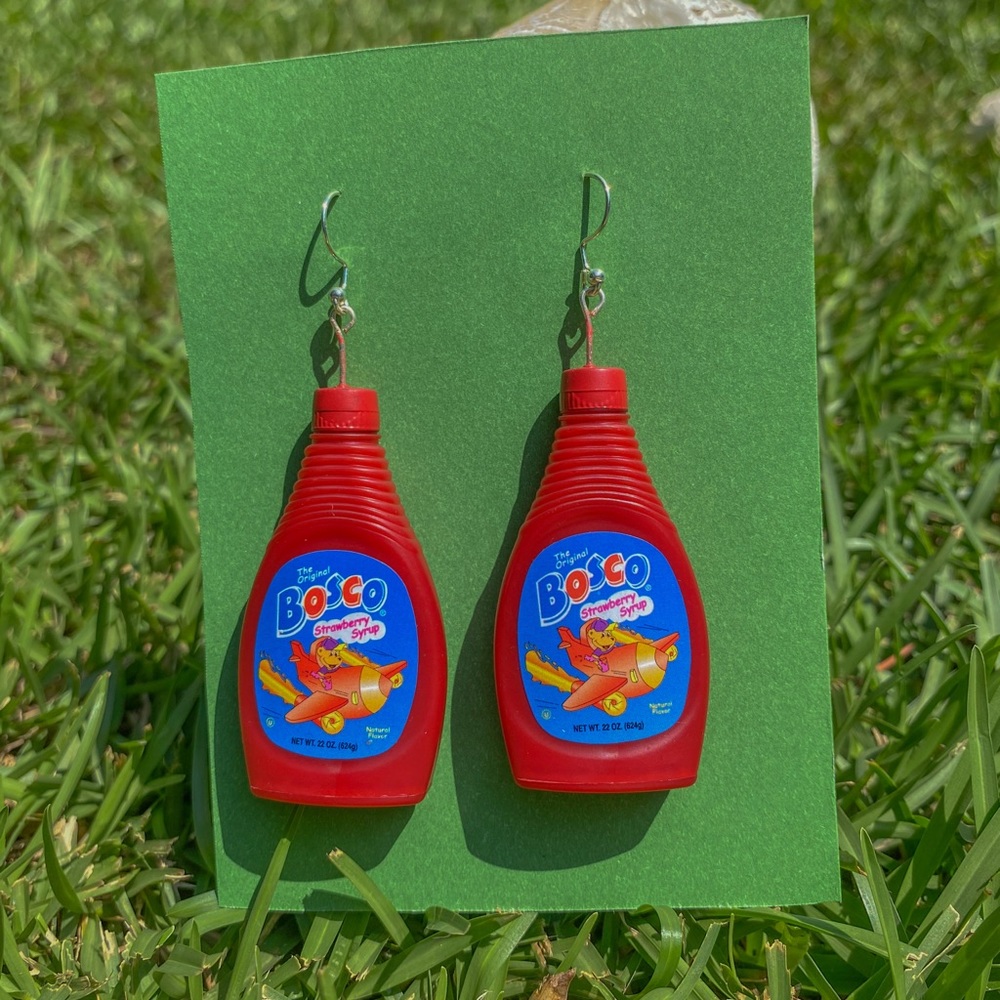 Mini Brand Bosco Strawberry Syrup Earrings